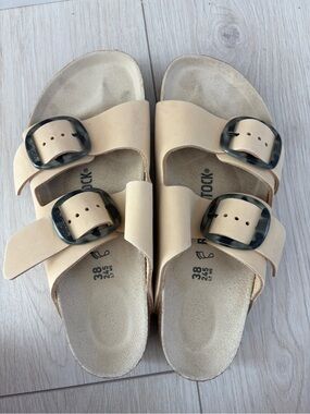 Birkenstock Big Buckle Almond Leather Sandal 38